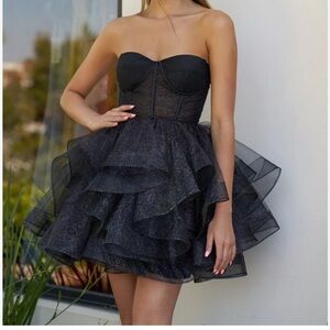 Elegant Black Ruffled Dress
